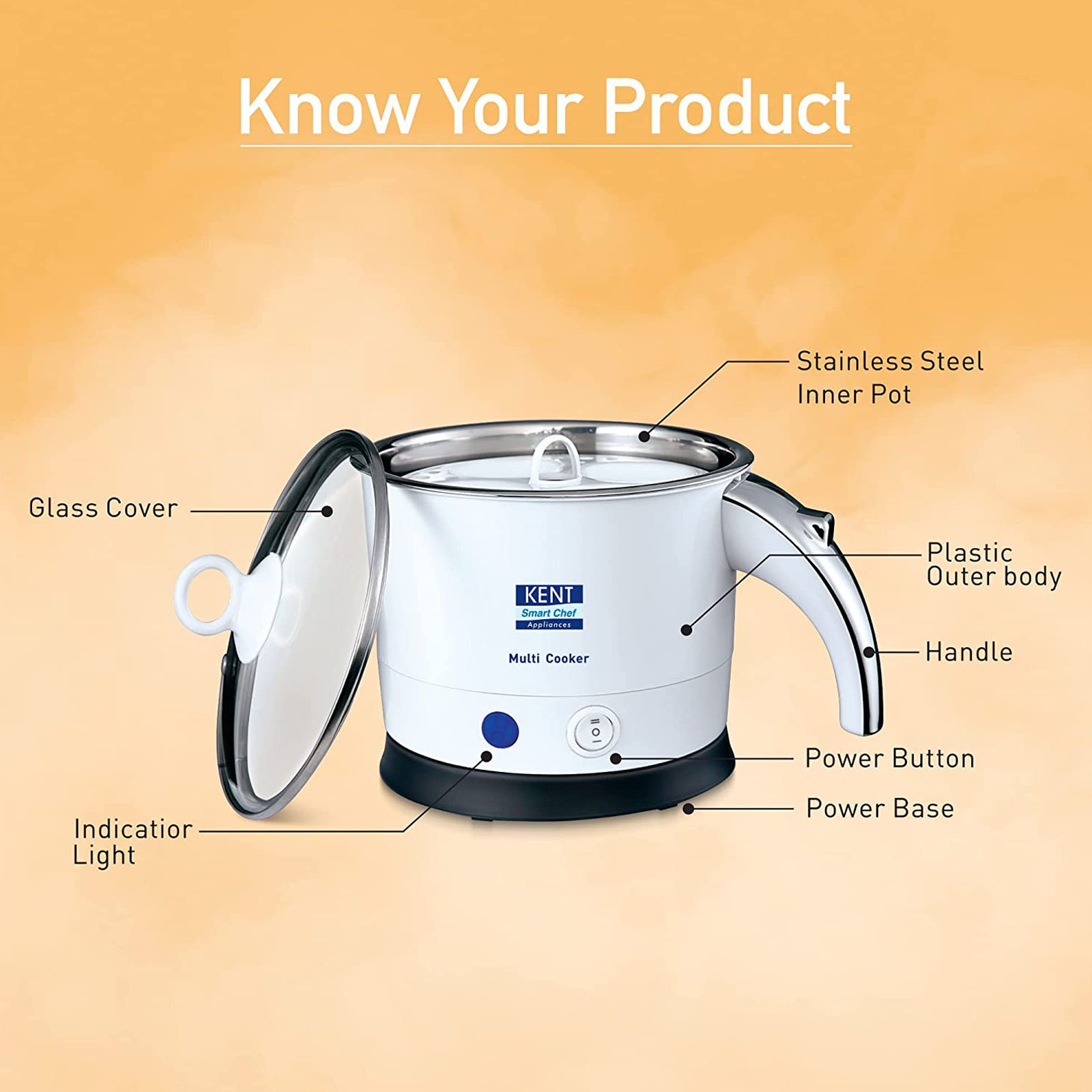 KENT 1.2 Litre Electric Multi Cooker with Auto Shut Off (White)_10
