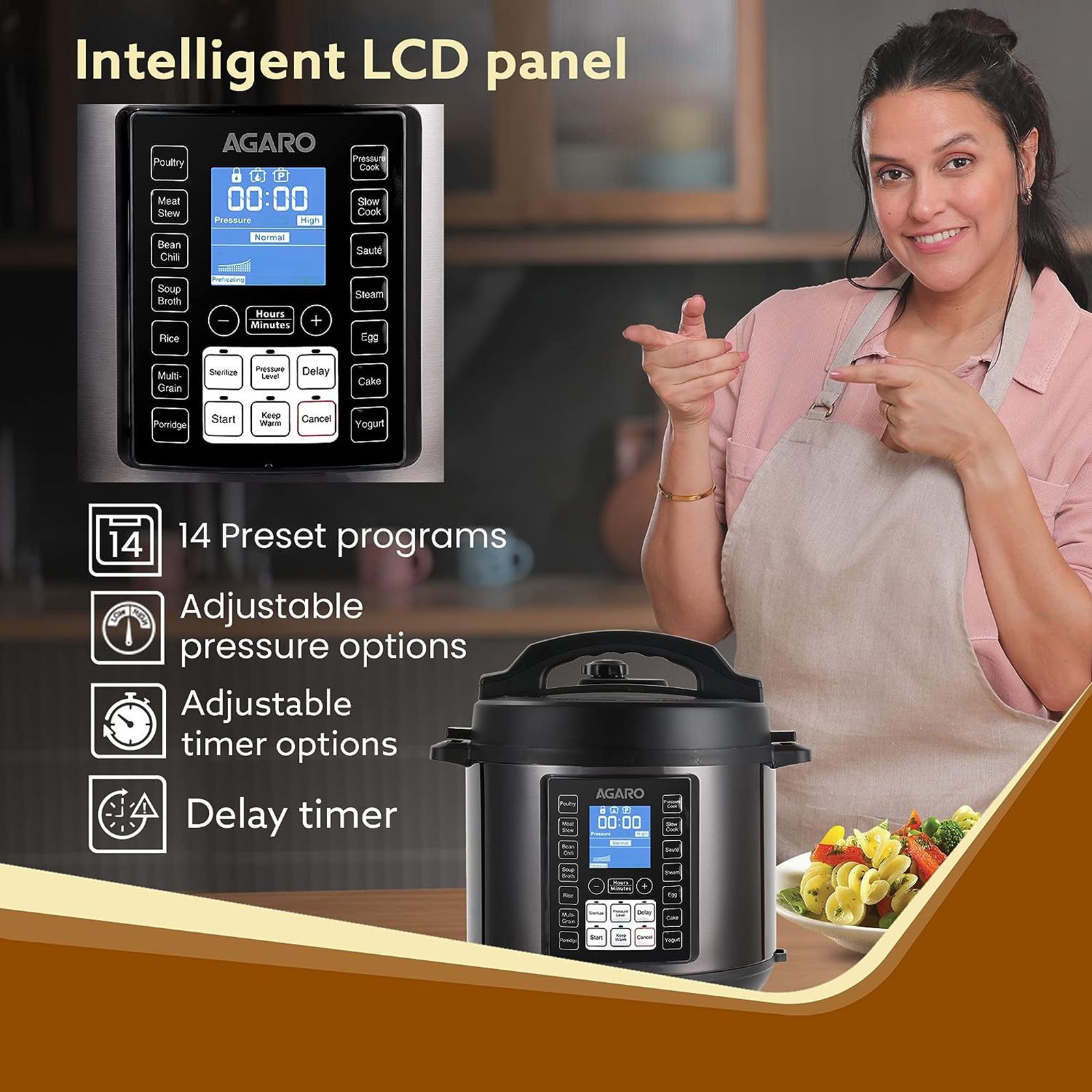 AGARO Imperial 6 Litre Electric Pressure Cooker with Keep Warm Function (Black)_7
