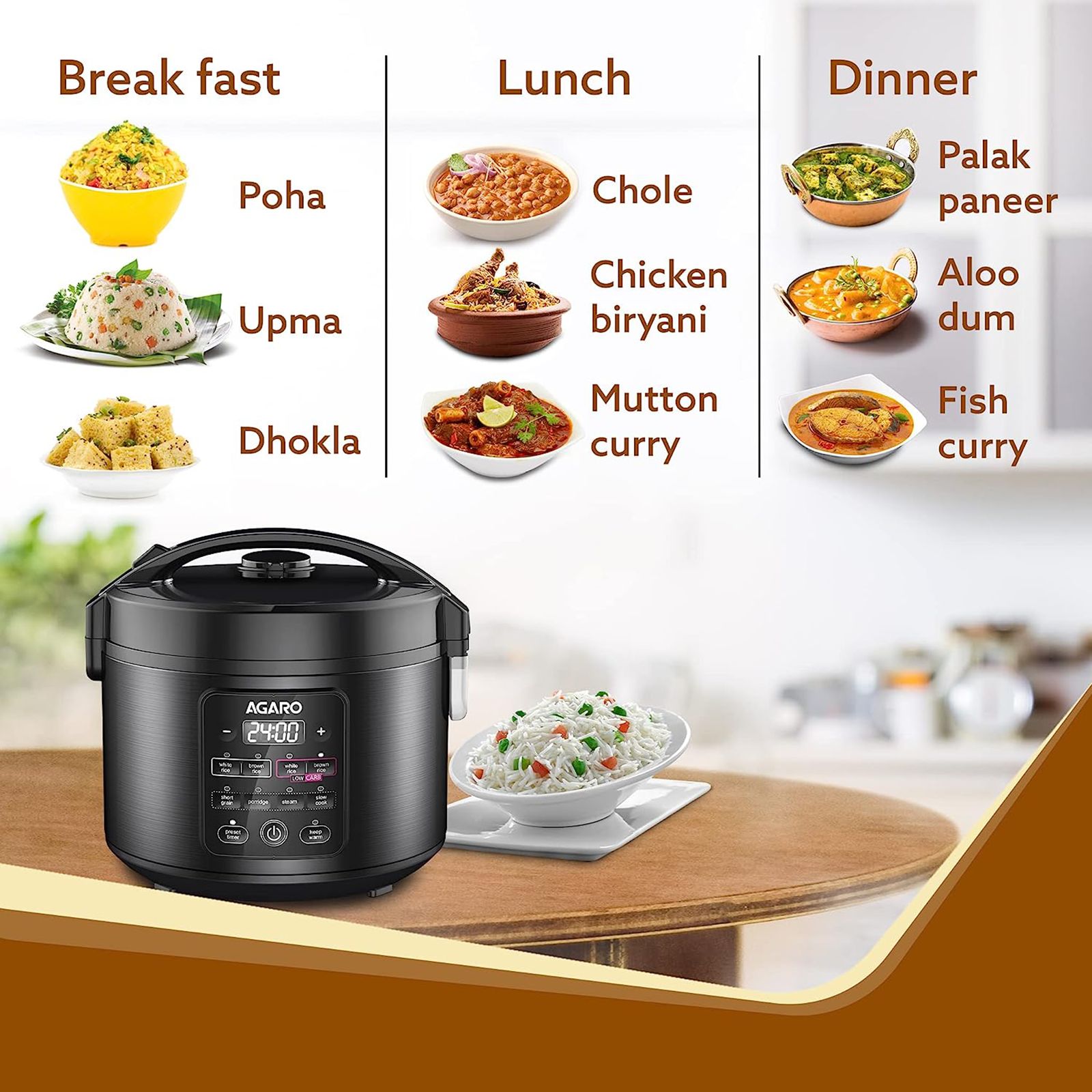 AGARO Regal 3 Litre Electric Rice Cooker with Overheat Protection (Black) AGARO Regal 3 Litre Electric Rice Cooker with Overheat Protection (Black)_4