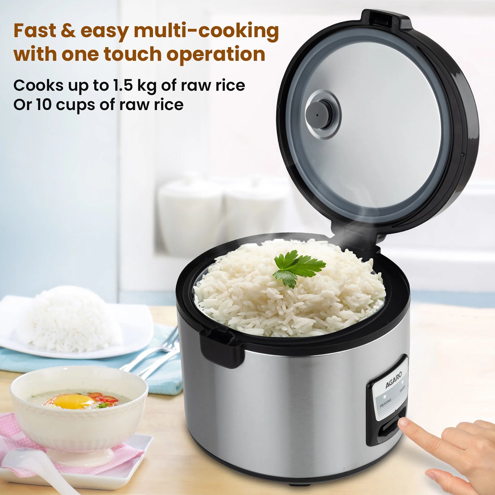AGARO Regency 5 Litre Electric Rice Cooker with Keep Warm Function (Silver)_8