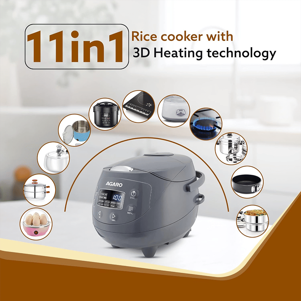 AGARO Imperial 2 Litre Electric Rice Cooker with Keep Warm Function (Grey) AGARO Imperial 2 Litre Electric Rice Cooker with Keep Warm Function (Grey)_6