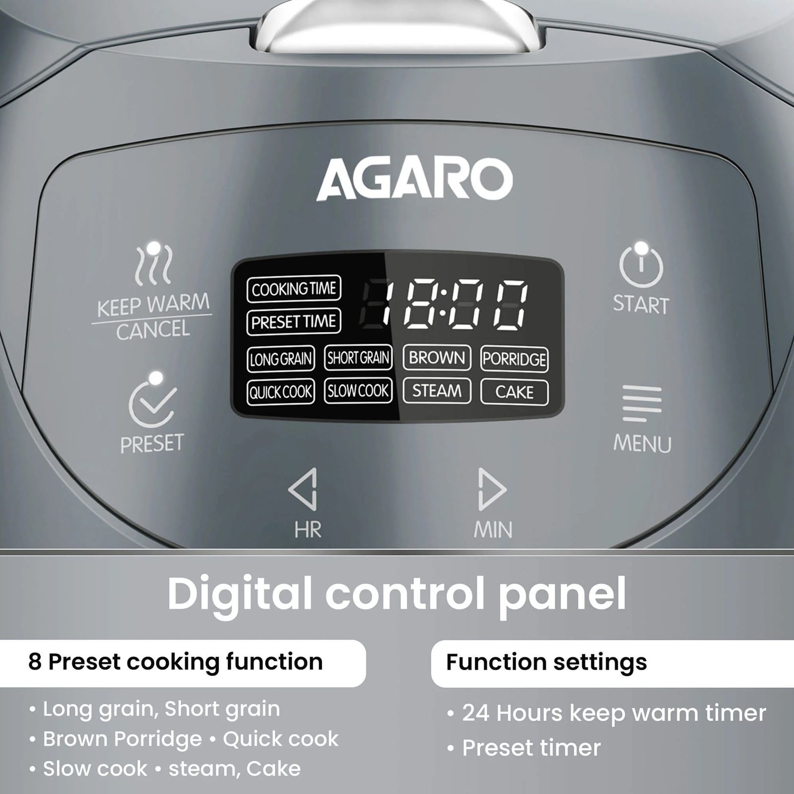 AGARO Imperial 2 Litre Electric Rice Cooker with Keep Warm Function (Grey) AGARO Imperial 2 Litre Electric Rice Cooker with Keep Warm Function (Grey)_12