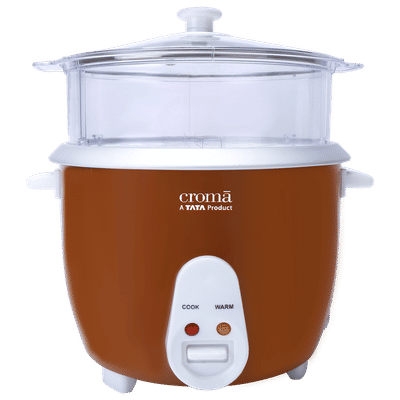 Croma 1.8 Litre Electric Rice Cooker & Steamer with Keep Warm Function (Brown)