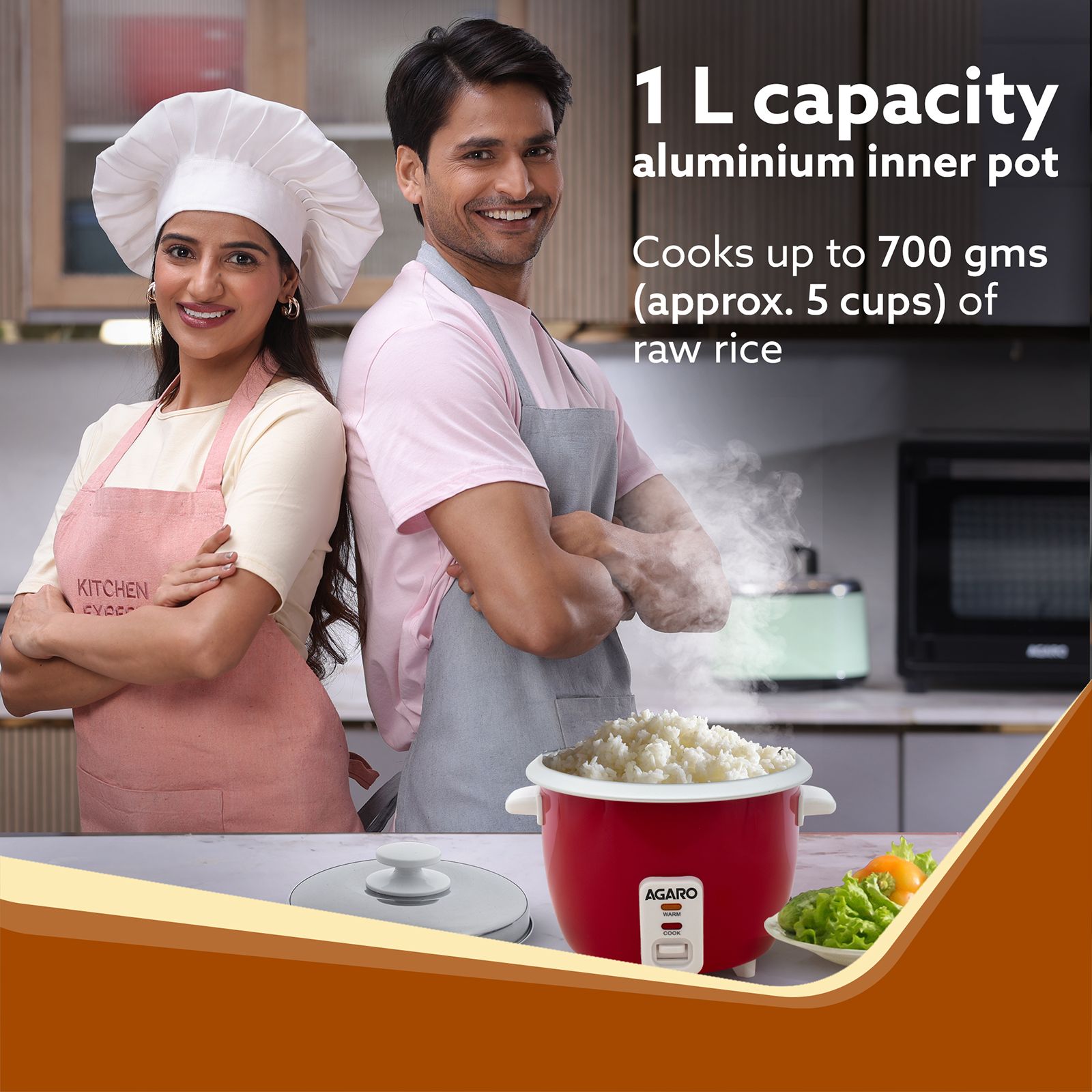 AGARO Elegant 1 Litre Electric Rice Cooker with Keep Warm Function (Red) AGARO Elegant 1 Litre Electric Rice Cooker with Keep Warm Function (Red)_3
