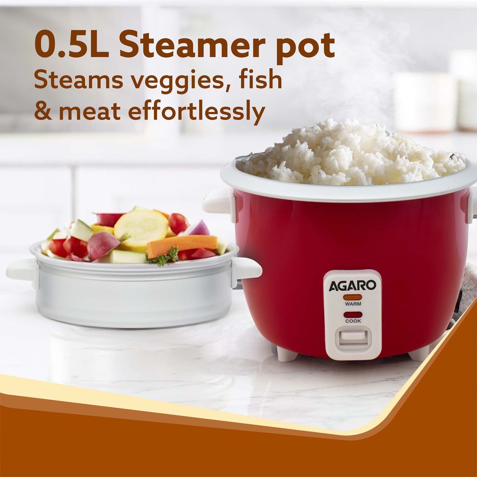AGARO Elegant 1 Litre Electric Rice Cooker with Keep Warm Function (Red) AGARO Elegant 1 Litre Electric Rice Cooker with Keep Warm Function (Red)_4