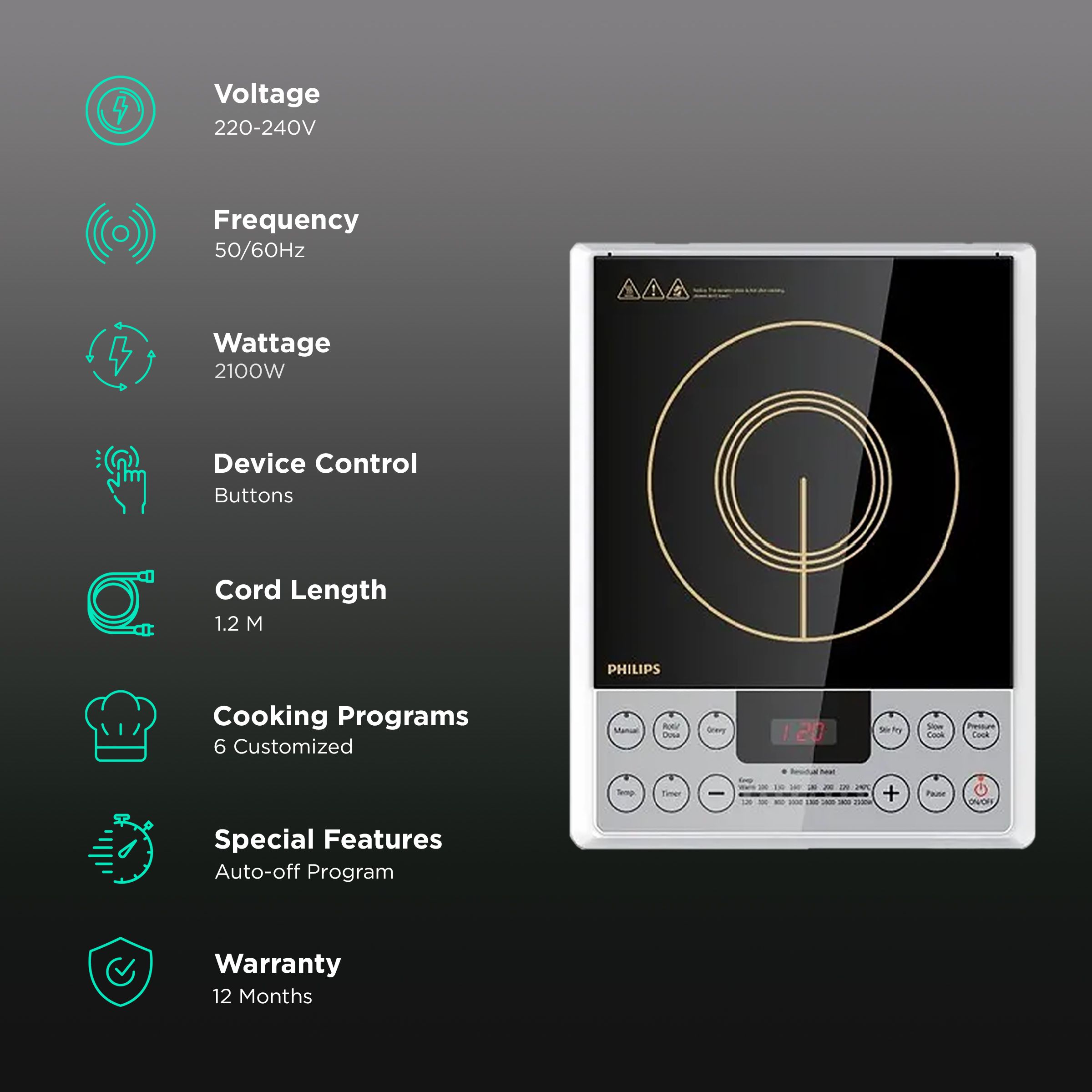 PHILIPS Daily Collection 2100W Induction Cooktop with 8 Power Settings_3