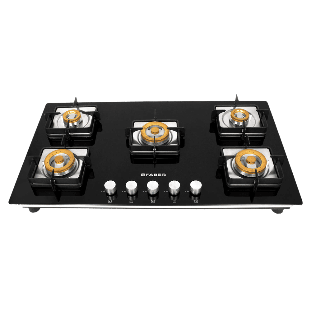 Faber HTG 905 CRS BR CI Tempered Glass Top 5 Burner Automatic Hob (High Quality Knob, Black) Faber HTG 905 CRS BR CI Tempered Glass Top 5 Burner Automatic Hob (High Quality Knob, Black)_1