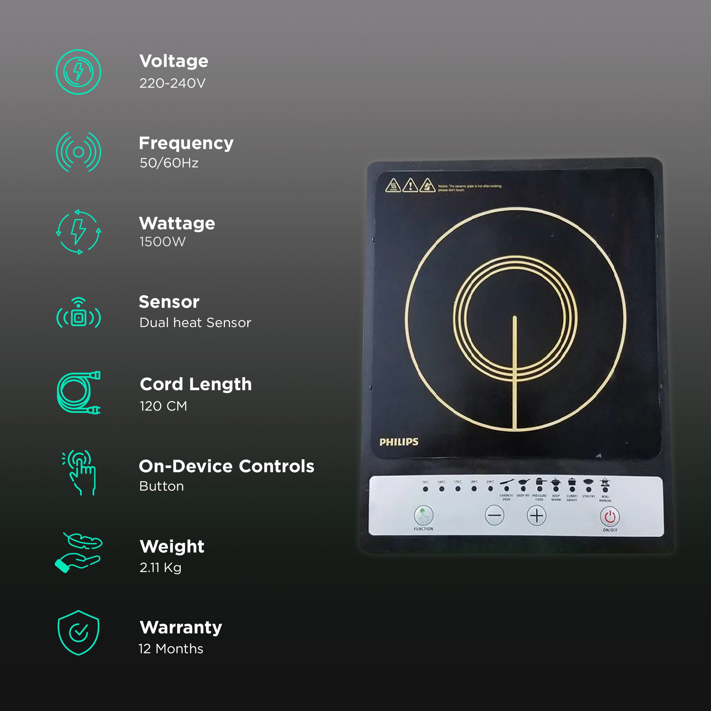 PHILIPS Daily Collection 1500W Single Induction Cooktop with Multiple Cooking Modes PHILIPS Daily Collection 1500W Single Induction Cooktop with Multiple Cooking Modes_3