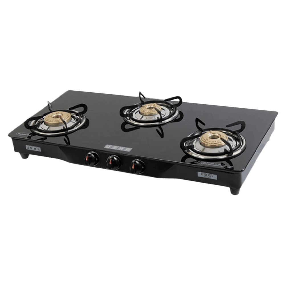 USHA Ebony GS3001 Toughened Glass Top 3 Burner Manual Gas Stove (Powder Coated Frame, Black) USHA Ebony GS3001 Toughened Glass Top 3 Burner Manual Gas Stove (Powder Coated Frame, Black)_9