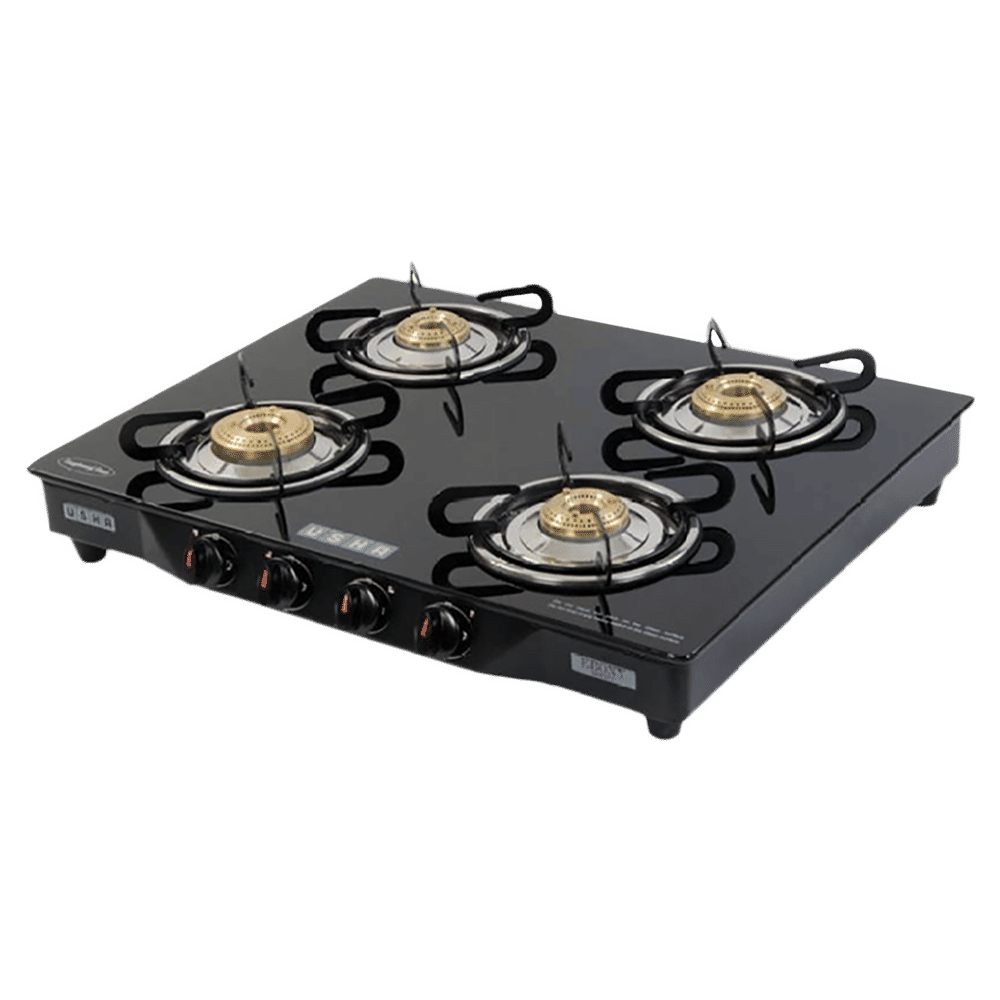 USHA Ebony GS4001 Toughened Glass Top 4 Burner Automatic Gas Stove (Slim Line Design, Black) USHA Ebony GS4001 Toughened Glass Top 4 Burner Automatic Gas Stove (Slim Line Design, Black)_9