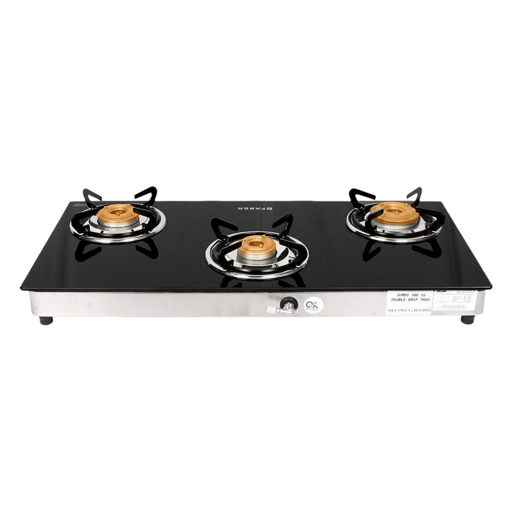 Faber Jumbo 3BB SS Toughened Glass Top 3 Burner Manual Gas Stove (Corrosion Resistance, Black)_8