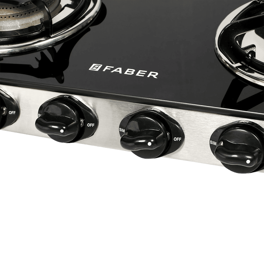 Faber Jumbo 4BB SS Toughened Glass Top 4 Burner Manual Gas Stove (Corrosion Resistance, Black)_5