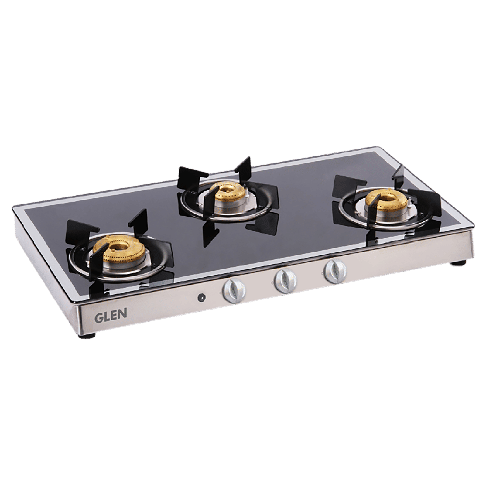 Glen 1038 GT FBM AI Toughened Glass Top 3 Burner Automatic Gas Stove (Scratch & Stain Resistant, Silver) Glen 1038 GT FBM AI Toughened Glass Top 3 Burner Automatic Gas Stove (Scratch & Stain Resistant, Silver)_1