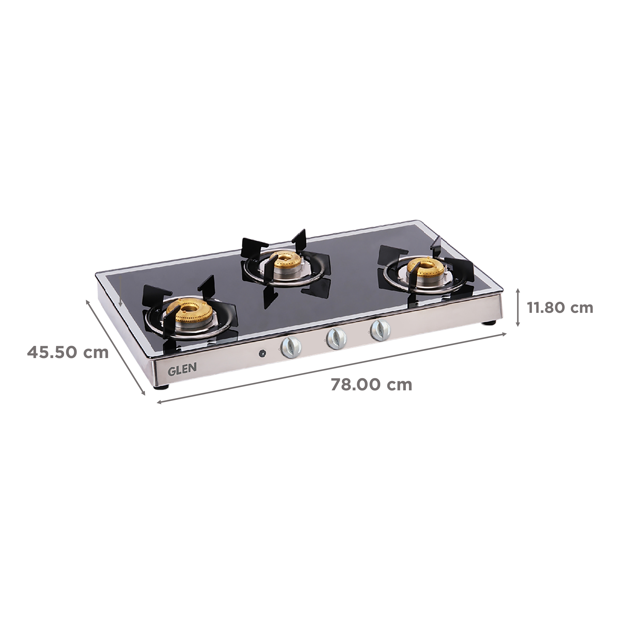 Glen 1038 GT FBM AI Toughened Glass Top 3 Burner Automatic Gas Stove (Scratch & Stain Resistant, Silver) Glen 1038 GT FBM AI Toughened Glass Top 3 Burner Automatic Gas Stove (Scratch & Stain Resistant, Silver)_2