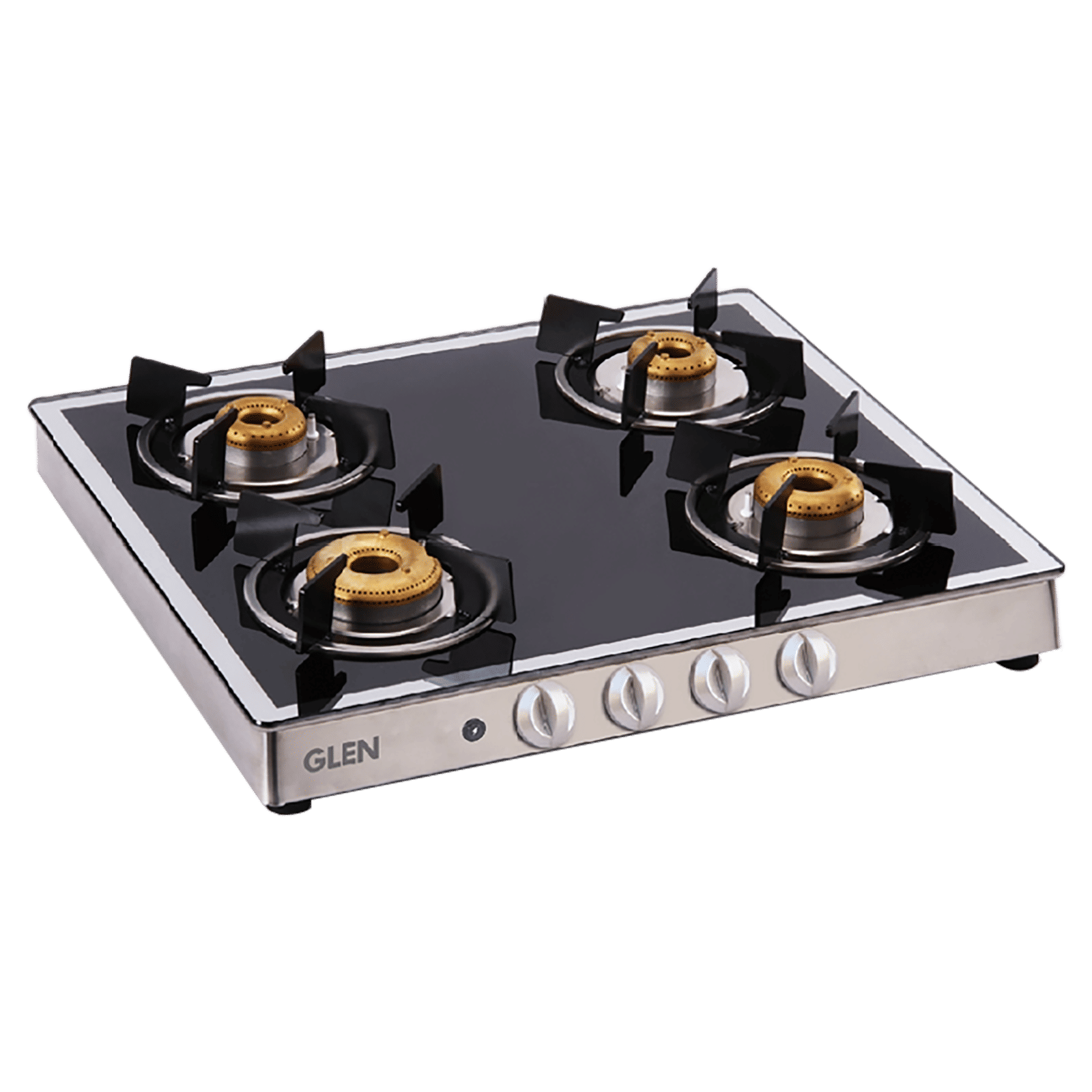 Glen 1042GT FBMAI Toughened Glass Top 4 Burner Automatic Electric Gas Stove (360 Degree Revolving Nozzle, Silver)_1