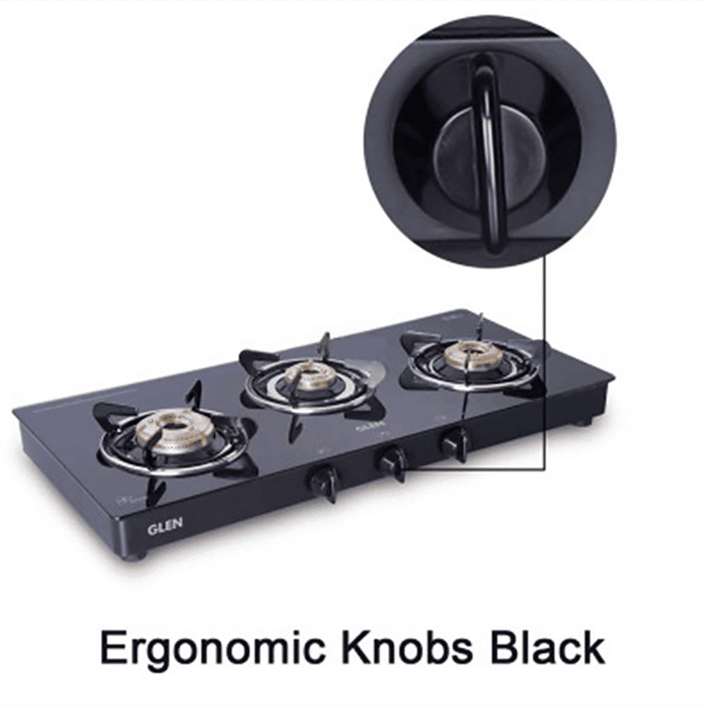 Glen 1033 GT BB BL Toughened Glass Top 3 Burner Manual Gas Stove (Scratch & Stain Resistant, Black) Glen 1033 GT BB BL Toughened Glass Top 3 Burner Manual Gas Stove (Scratch & Stain Resistant, Black)_9