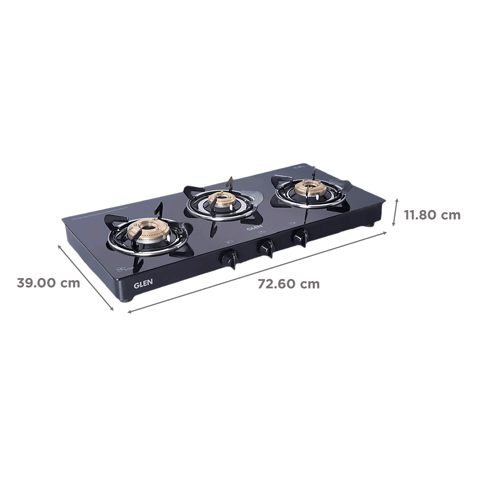 Glen 1033 GT BB BL Toughened Glass Top 3 Burner Manual Gas Stove (Scratch & Stain Resistant, Black) Glen 1033 GT BB BL Toughened Glass Top 3 Burner Manual Gas Stove (Scratch & Stain Resistant, Black)_2