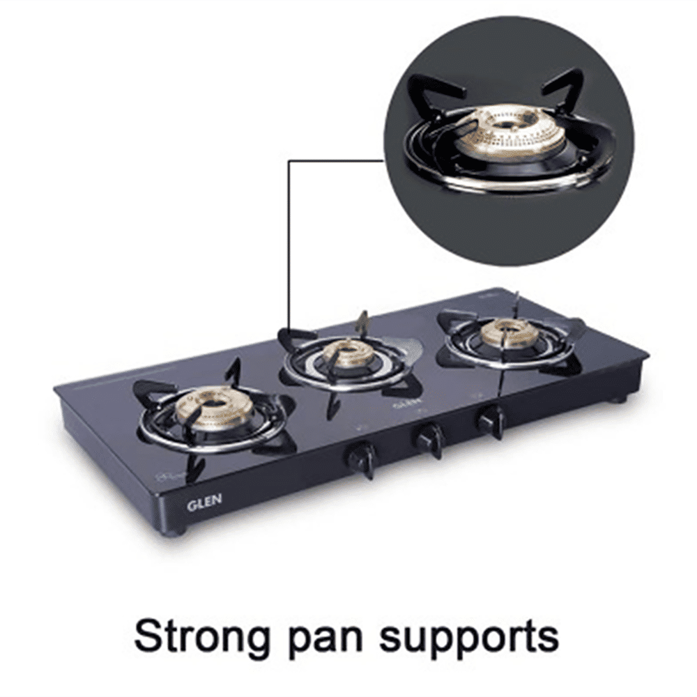 Glen 1033 GT BB BL Toughened Glass Top 3 Burner Manual Gas Stove (Scratch & Stain Resistant, Black) Glen 1033 GT BB BL Toughened Glass Top 3 Burner Manual Gas Stove (Scratch & Stain Resistant, Black)_14