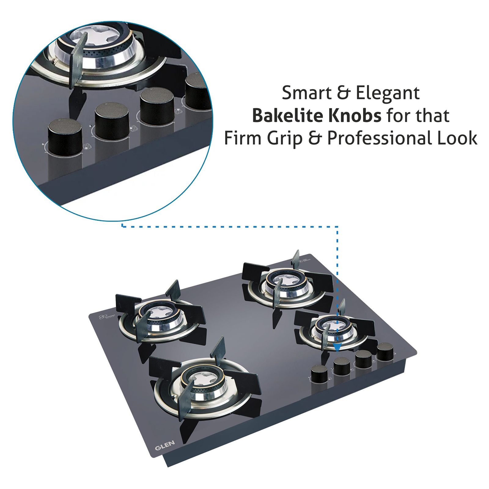 Glen 1064 RO HT DB Toughened Glass Top 4 Burner Automatic Hob (Vitreous Enamelled Pan Support, Black)_7
