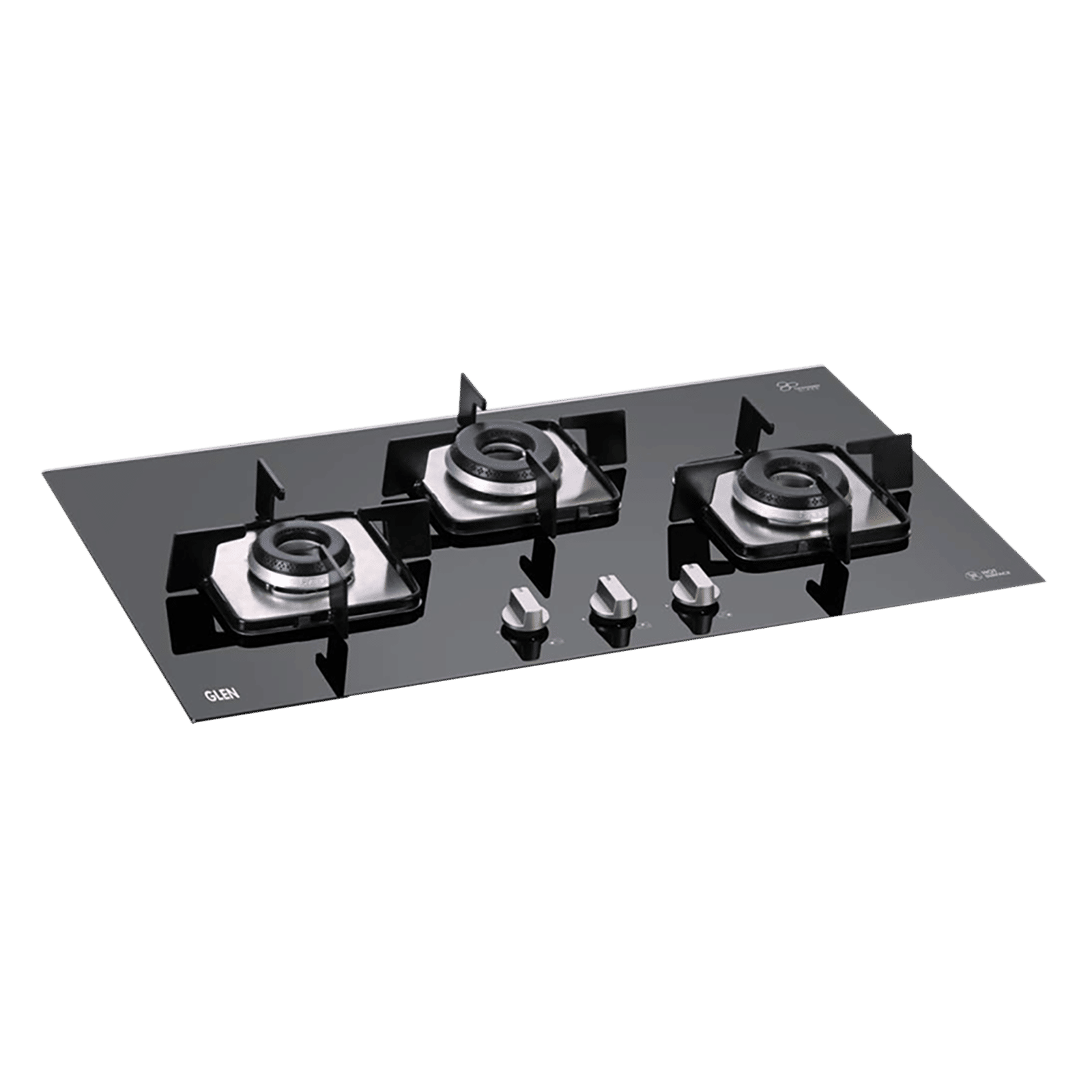 Glen 1073 SQ DB Toughened Glass Top 3 Burner Automatic Electric Hob (Scratch & Stain Resistant, Black)_1
