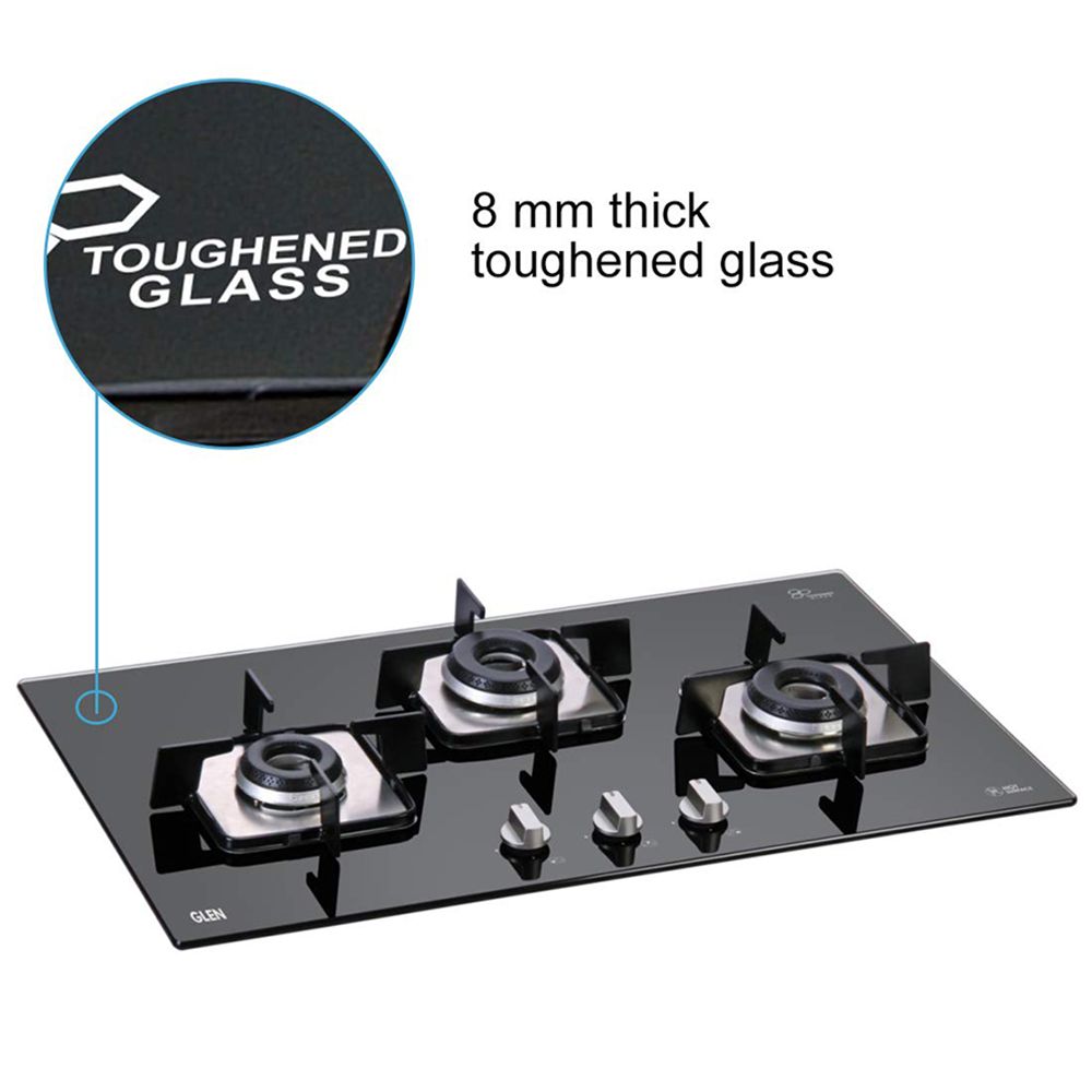 Glen 1073 SQ DB Toughened Glass Top 3 Burner Automatic Electric Hob (Scratch & Stain Resistant, Black)_11
