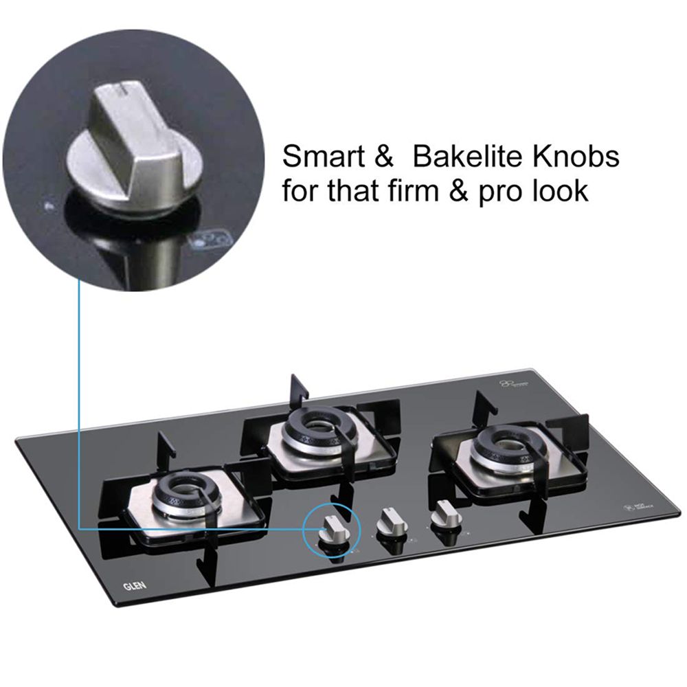 Glen 1073 SQ DB Toughened Glass Top 3 Burner Automatic Electric Hob (Scratch & Stain Resistant, Black)_13