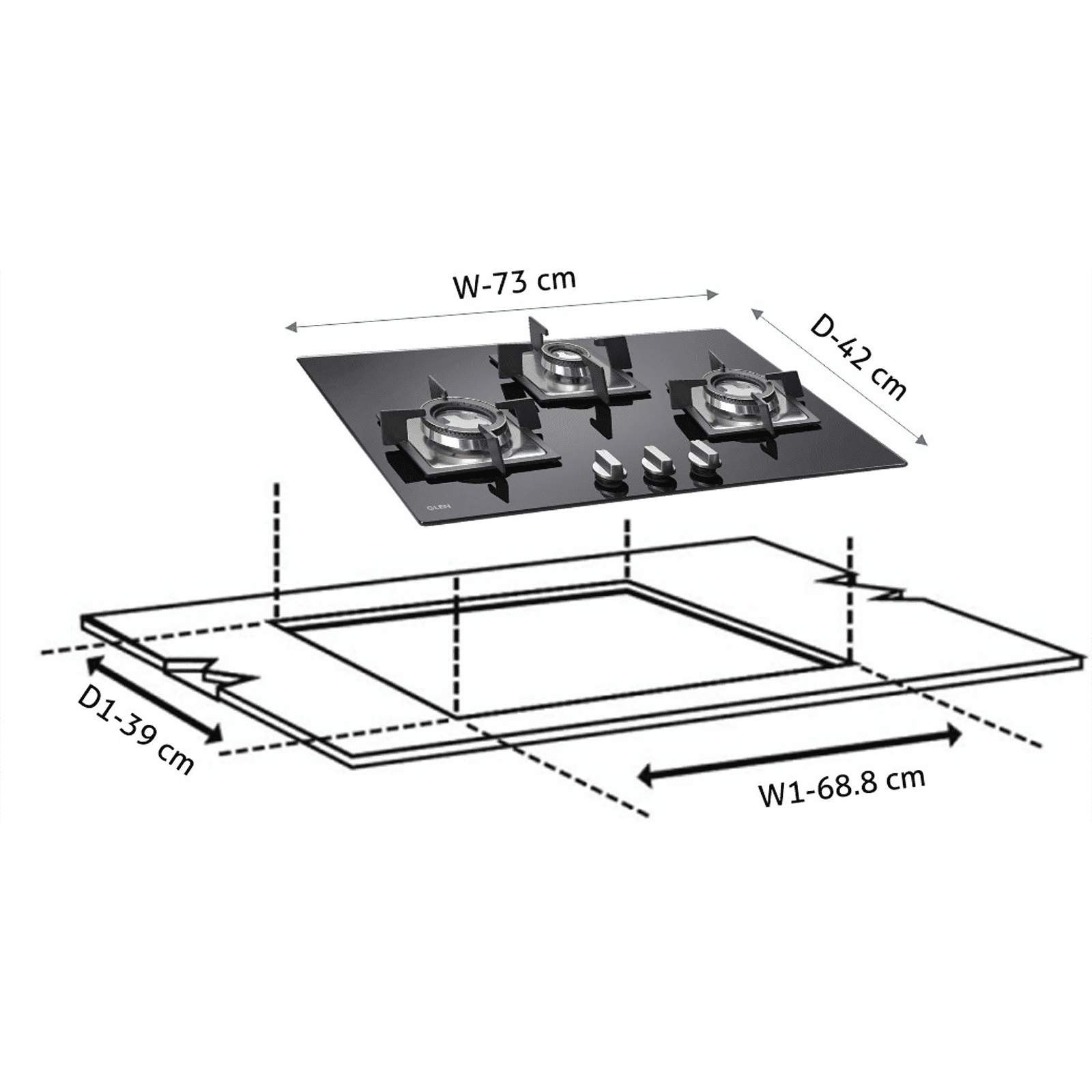 Glen 1073 SQ DB Toughened Glass Top 3 Burner Automatic Electric Hob (Scratch & Stain Resistant, Black)_15