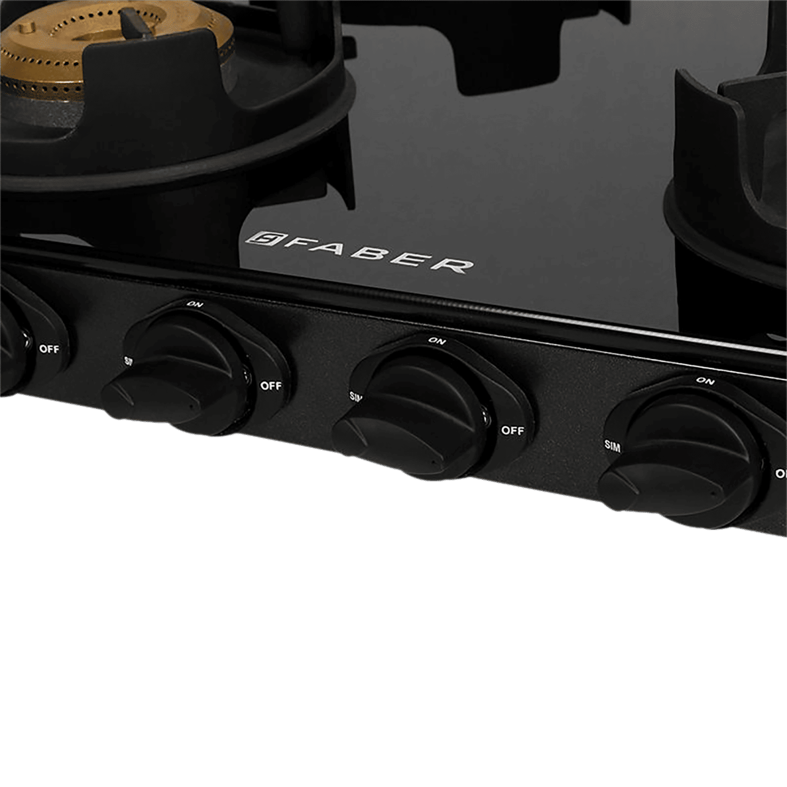 Faber Onyx 4BB BK CI Toughened Glass Top 4 Burner Manual Gas Stove (Diamond Coated Pan Support, Black) Faber Onyx 4BB BK CI Toughened Glass Top 4 Burner Manual Gas Stove (Diamond Coated Pan Support, Black)_5