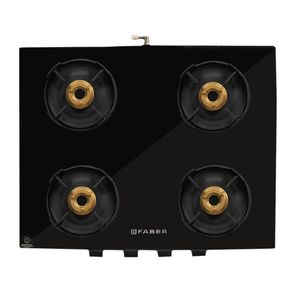 Faber Onyx 4BB BK CI Toughened Glass Top 4 Burner Manual Gas Stove (Diamond Coated Pan Support, Black) Faber Onyx 4BB BK CI Toughened Glass Top 4 Burner Manual Gas Stove (Diamond Coated Pan Support, Black)_6