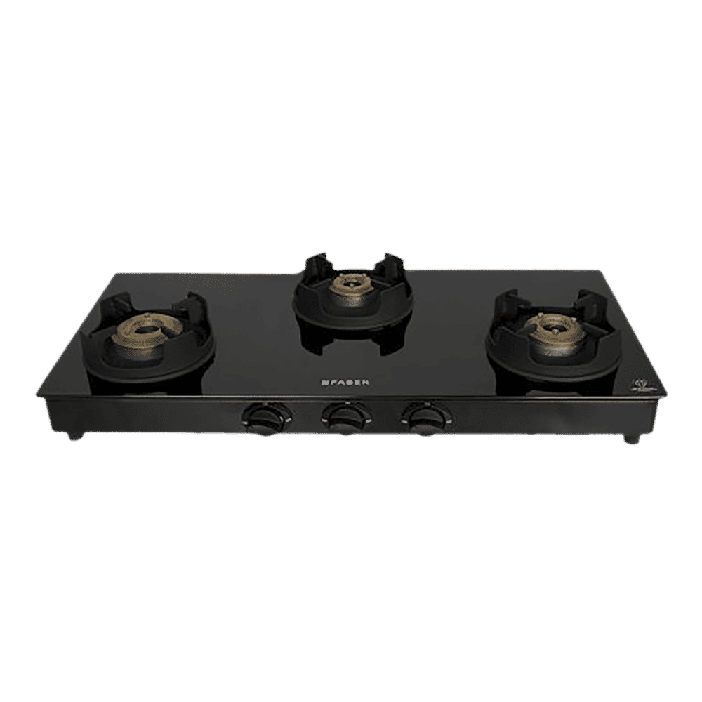 Faber Onyx 3BB BK CI Glass Top 3 Burner Manual Gas Stove (Scratch Resistance, Black) Faber Onyx 3BB BK CI Glass Top 3 Burner Manual Gas Stove (Scratch Resistance, Black)_1