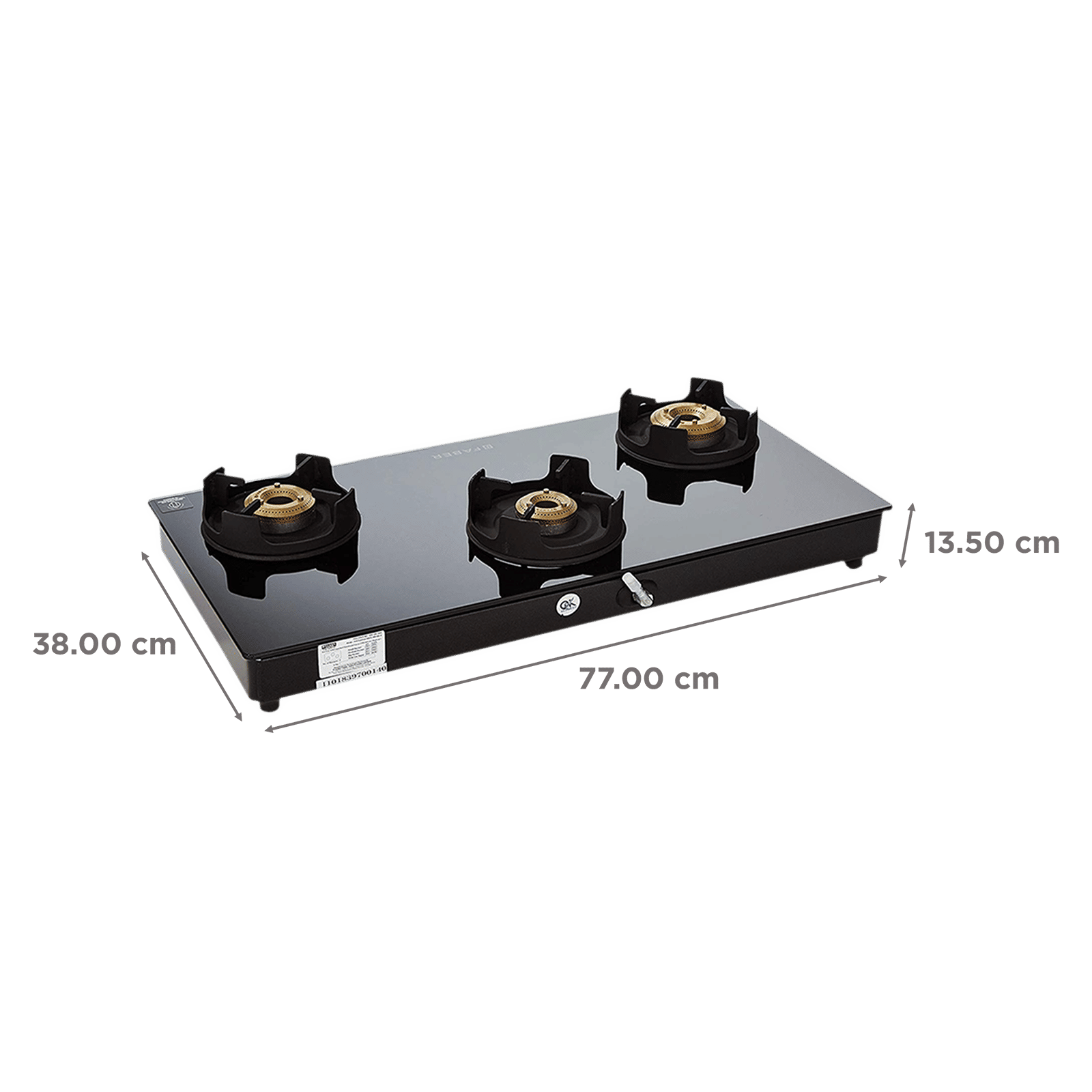 Faber Onyx 3BB BK CI Glass Top 3 Burner Manual Gas Stove (Scratch Resistance, Black) Faber Onyx 3BB BK CI Glass Top 3 Burner Manual Gas Stove (Scratch Resistance, Black)_2