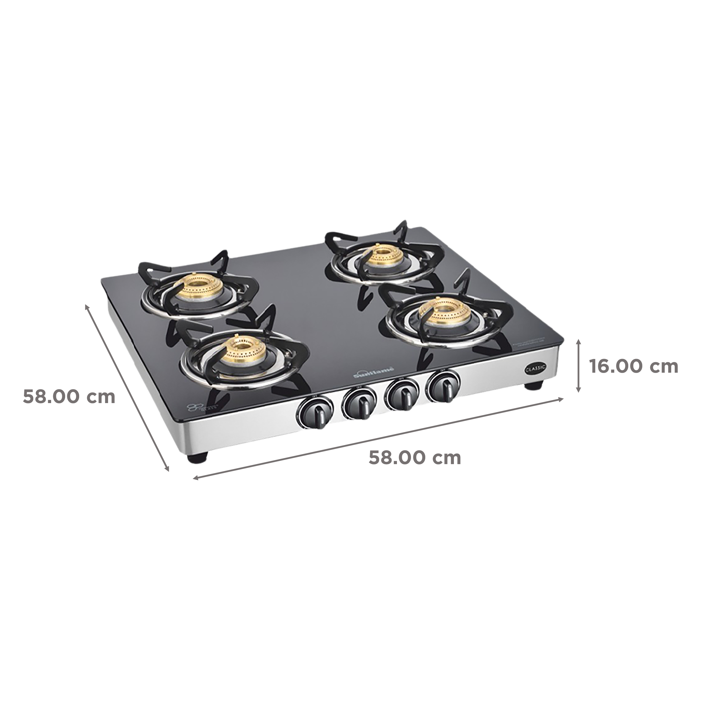 Sunflame CLASSIC 4B SS Toughened Glass Top 4 Burner Manual Gas Stove (Stainless Steel Drip Tray, Black)_2