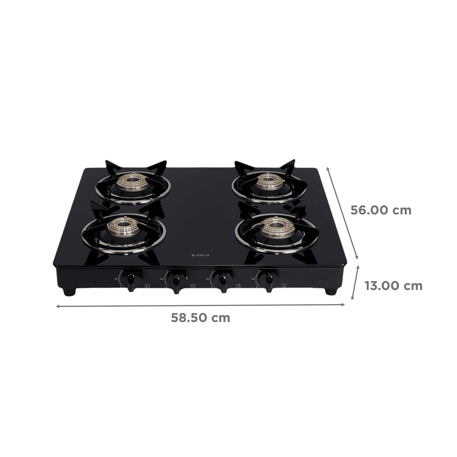 elica 594 CT VETRO BK Glass Top 4 Burner Manual Gas Stove (Round Euro Coated Grid, Black)_2