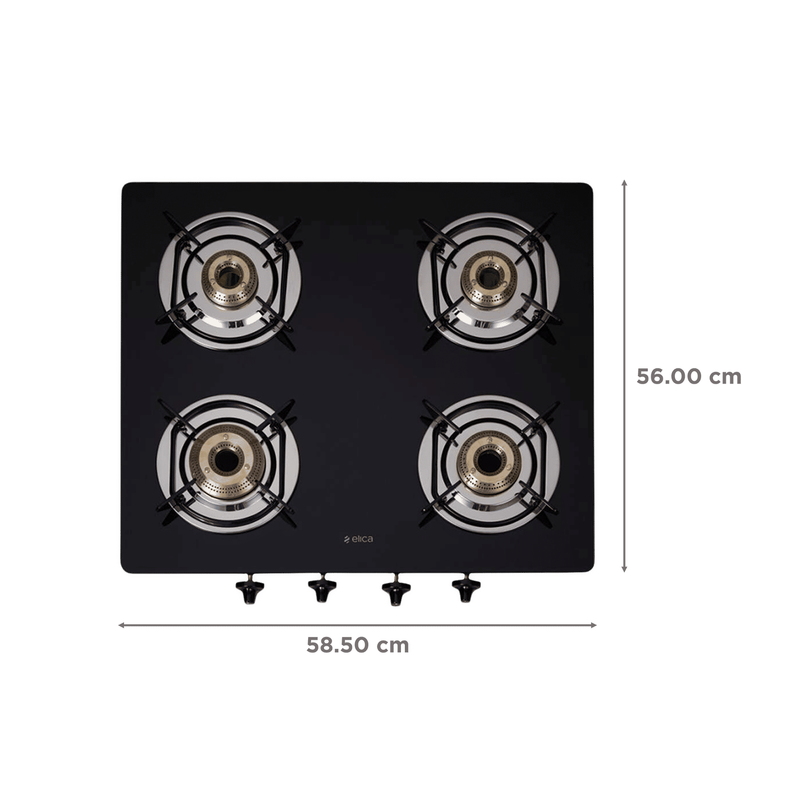 elica 594 CT DT VETRO 1J Glass Top 4 Burner Manual Gas Stove (Round Euro Coated Grid, Black)_2