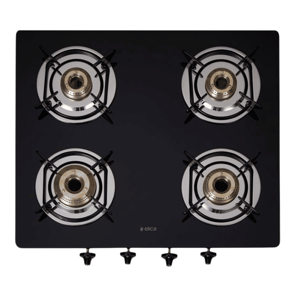 elica 594 CT DT VETRO 1J Glass Top 4 Burner Manual Gas Stove (Round Euro Coated Grid, Black)_4