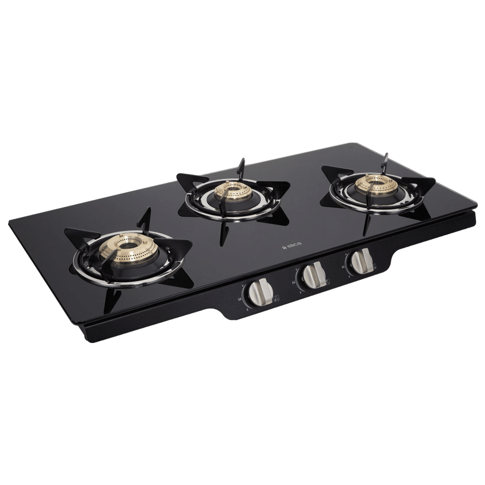 elica Patio ICT 773 DT SERIES Toughened Glass Top 3 Burner Manual Gas Stove (Rust Resistant, Black) elica Patio ICT 773 DT SERIES Toughened Glass Top 3 Burner Manual Gas Stove (Rust Resistant, Black)_5