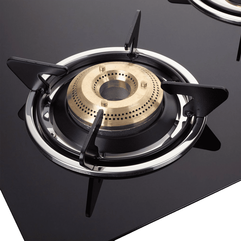 Elica Patio ICT DT773ORG Glass Top 3 Burner Automatic Gas Stove (Round Enamelled Grid, Black/Orange)_4