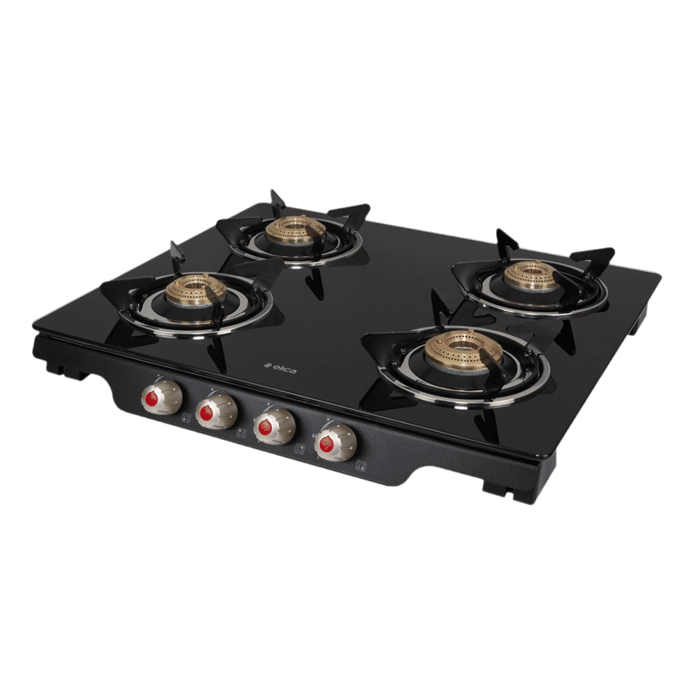 Elica Patio ICT DT 460 BLK S Glass Top 4 Burner Manual Gas Stove (Rotational On Device Control, Black) Elica Patio ICT DT 460 BLK S Glass Top 4 Burner Manual Gas Stove (Rotational On Device Control, Black)_4