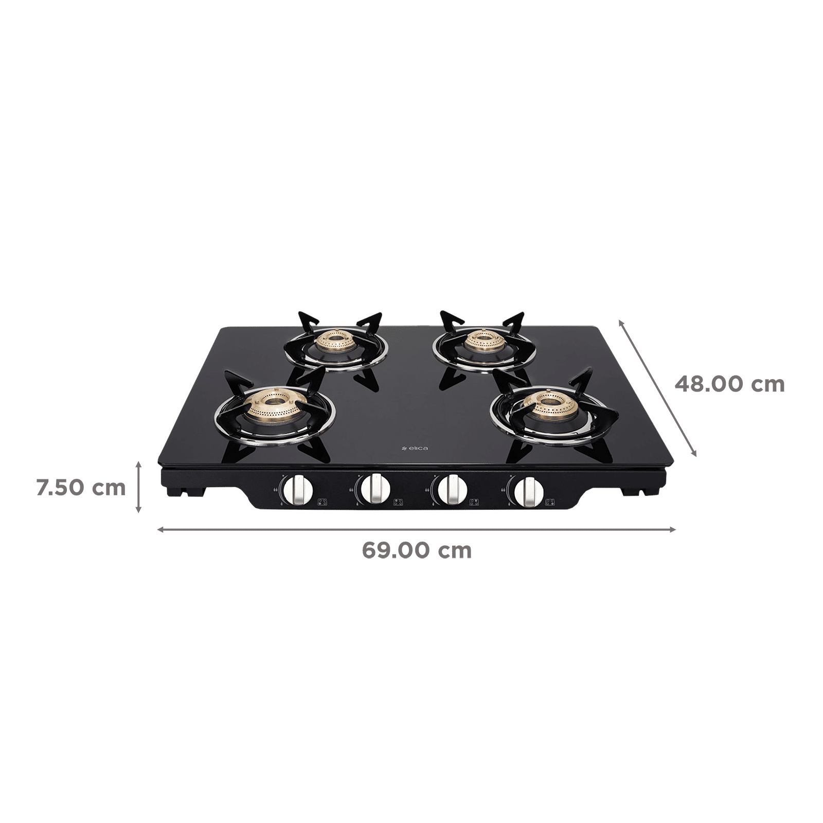 Elica Patio ICT 469 BLK DT SE Toughened Glass Top 4 Burner Manual Gas Stove (Corrosion Resistance, Black) Elica Patio ICT 469 BLK DT SE Toughened Glass Top 4 Burner Manual Gas Stove (Corrosion Resistance, Black)_2