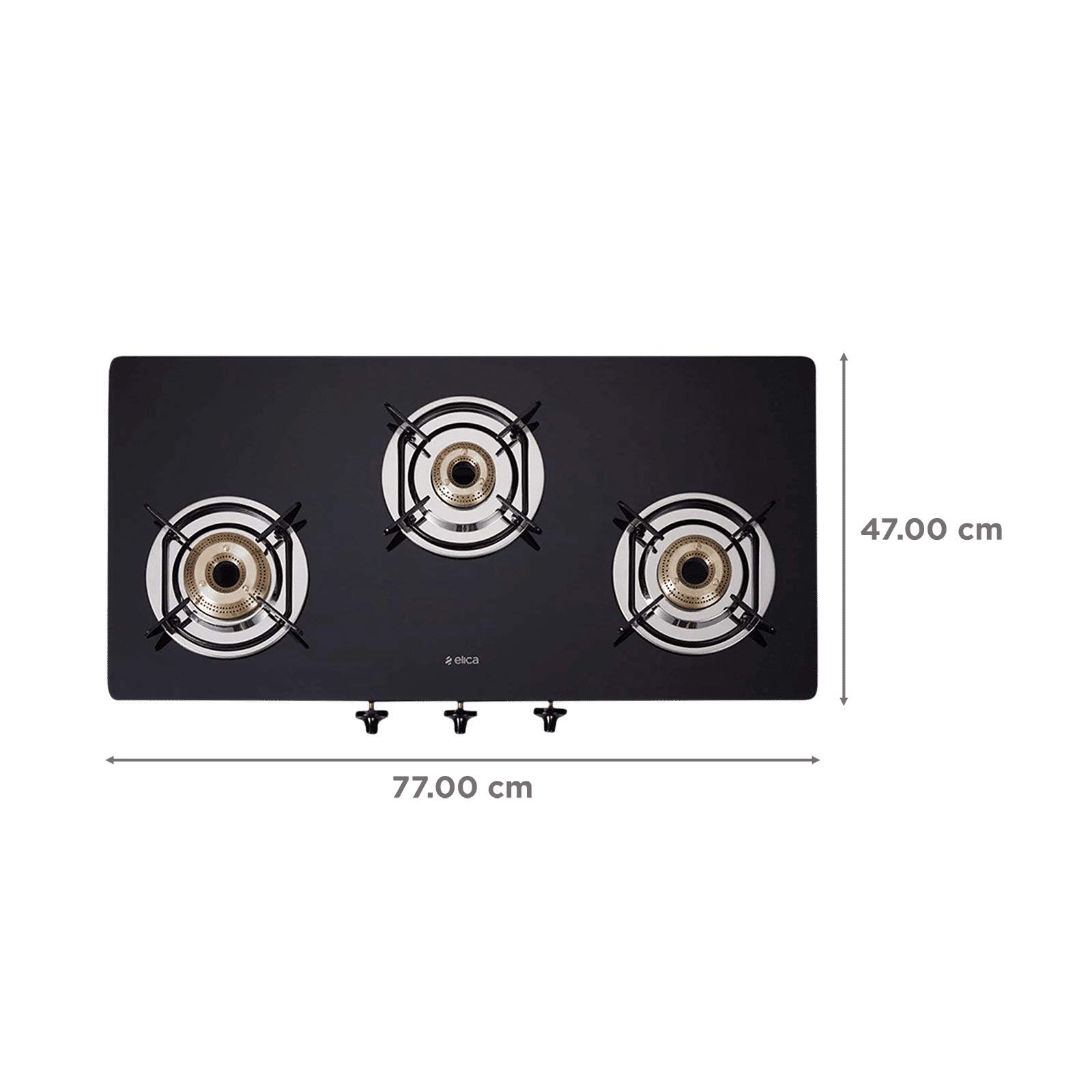 elica 773 CT DT VETRO Toughened Glass Top 3 Burner Automatic Gas Stove (Round Euro Coated Grid, Black)_2