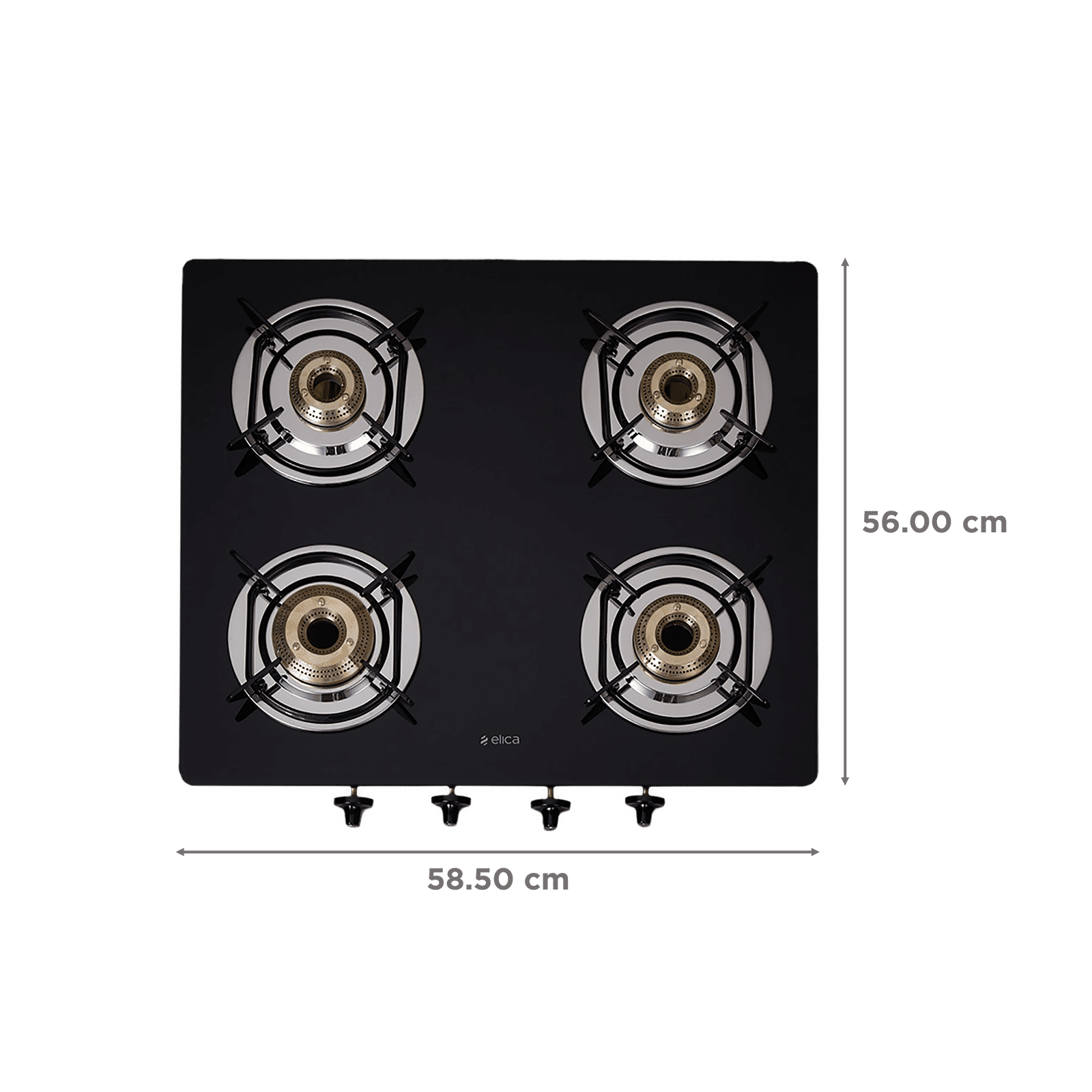 Elica 594 CT DT VETRO 1J Toughened Glass Top 4 Burner Manual Gas Stove (Round Euro Coated Grid, Black) Elica 594 CT DT VETRO 1J Toughened Glass Top 4 Burner Manual Gas Stove (Round Euro Coated Grid, Black)_2