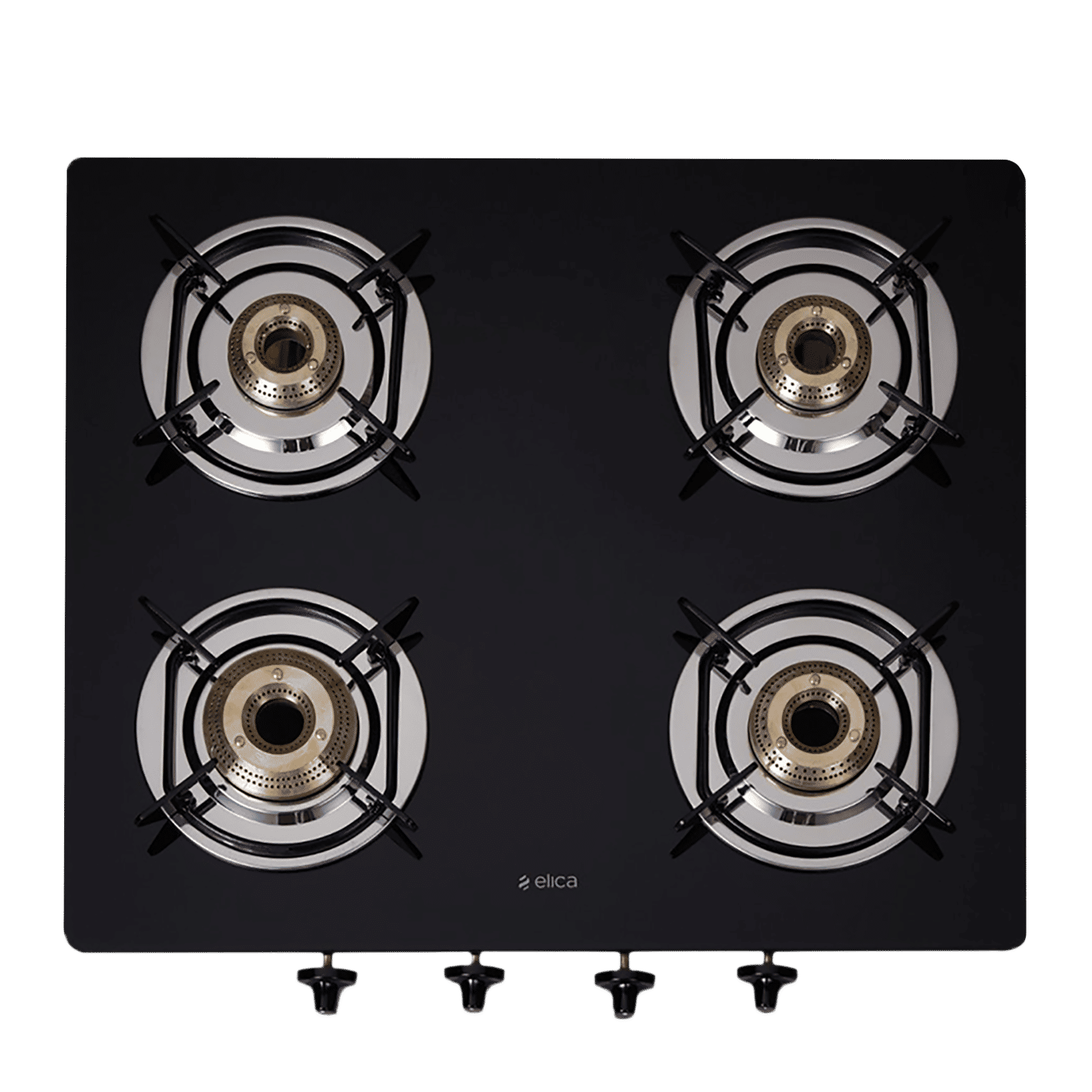 Elica 594 CT DT VETRO 1J Toughened Glass Top 4 Burner Manual Gas Stove (Round Euro Coated Grid, Black) Elica 594 CT DT VETRO 1J Toughened Glass Top 4 Burner Manual Gas Stove (Round Euro Coated Grid, Black)_4