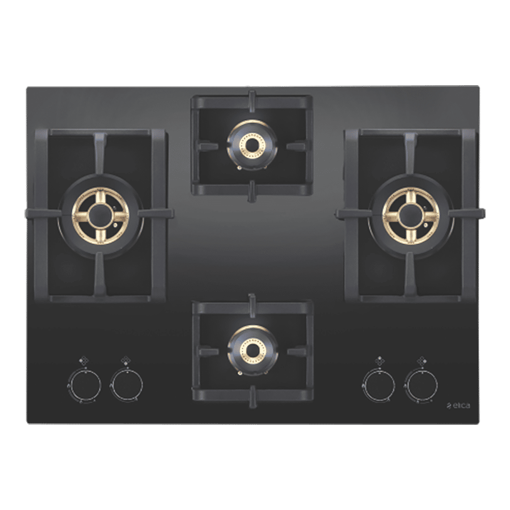 Elica PRO FB MFC 4B 70 DX FFD Glass Top 4 Burner Automatic Electric Hob (Round Metallic Knob, Black)_1