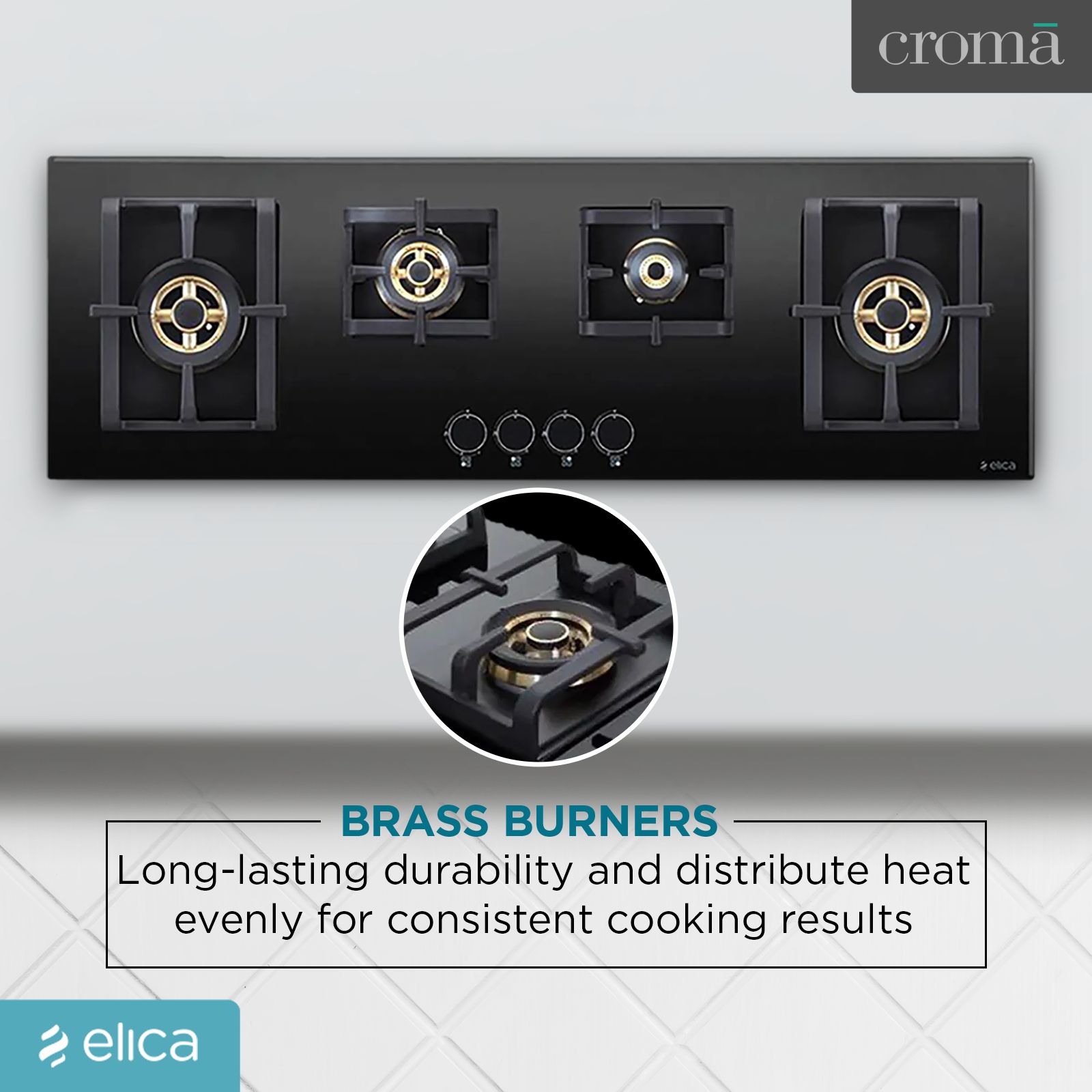 Elica PRO FB MFC 4B 120 DX FFD Glass Top 4 Burner Automatic Electric Hob (Round Metallic Knob, Black) Elica PRO FB MFC 4B 120 DX FFD Glass Top 4 Burner Automatic Electric Hob (Round Metallic Knob, Black)_8