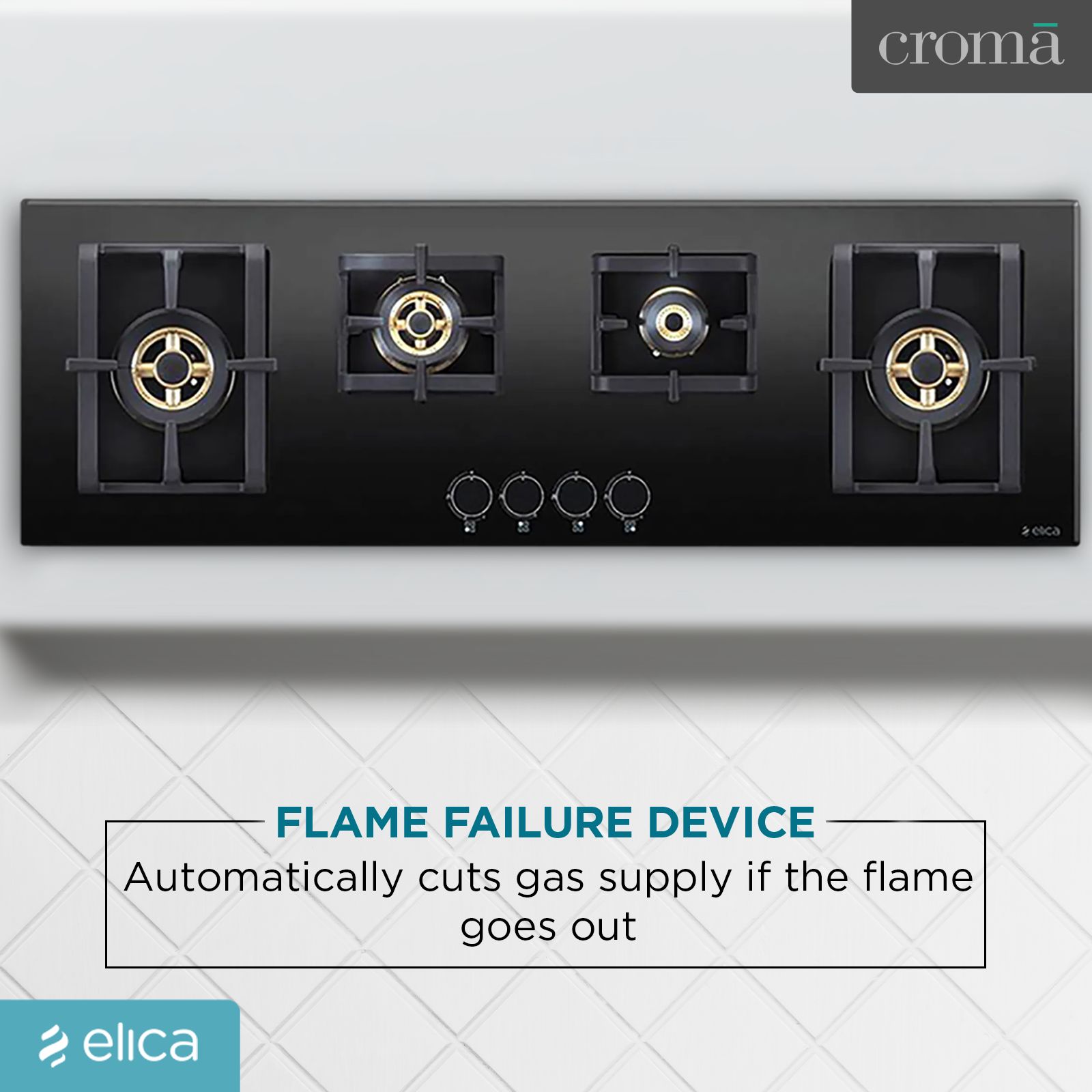 Elica PRO FB MFC 4B 120 DX FFD Glass Top 4 Burner Automatic Electric Hob (Round Metallic Knob, Black) Elica PRO FB MFC 4B 120 DX FFD Glass Top 4 Burner Automatic Electric Hob (Round Metallic Knob, Black)_12