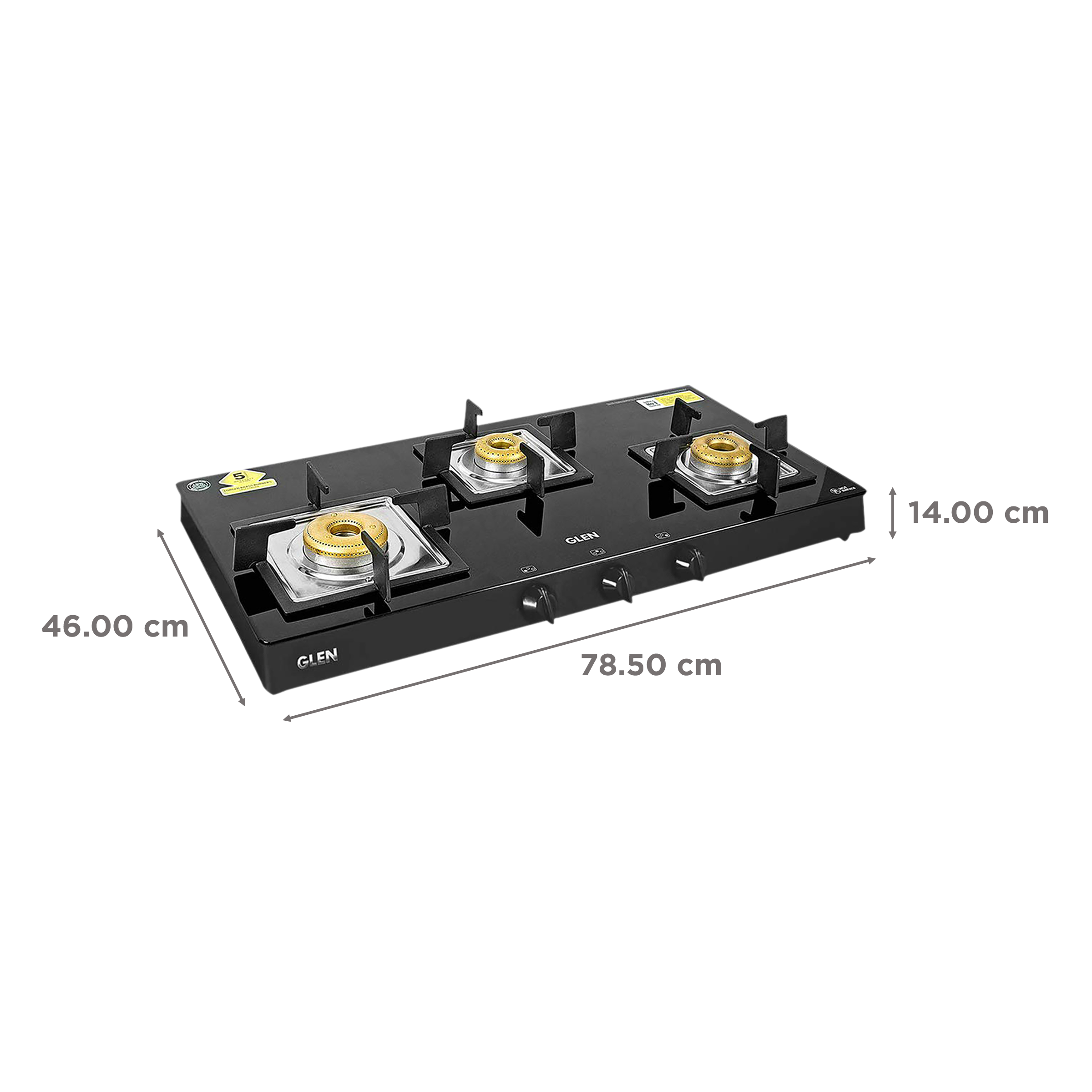 Glen 1038 SQ BL FB AI Toughened Glass Top 3 Burner Automatic Gas Stove (Scratch & Stain Resistant, Black)_2