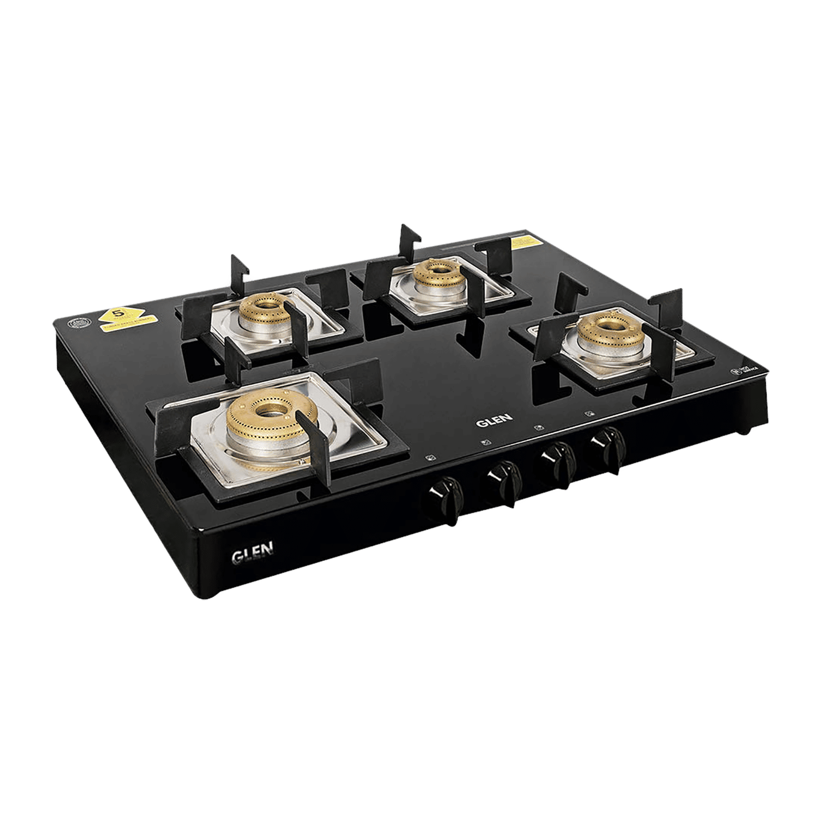 Glen 1048 GT SQ BL FB Toughened Glass Top 4 Burner Manual Gas Stove (360 Degree Revolving Nozzle, Black) Glen 1048 GT SQ BL FB Toughened Glass Top 4 Burner Manual Gas Stove (360 Degree Revolving Nozzle, Black)_1