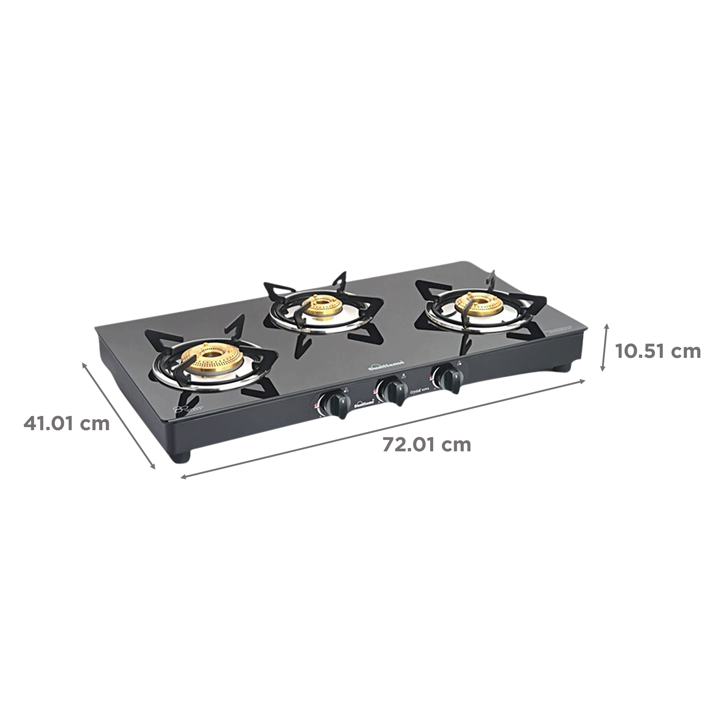 Sunflame PRIME 3B BK Toughened Glass Top 3 Burner Manual Gas Stove (Stainless Steel Drip Tray, Black)_2