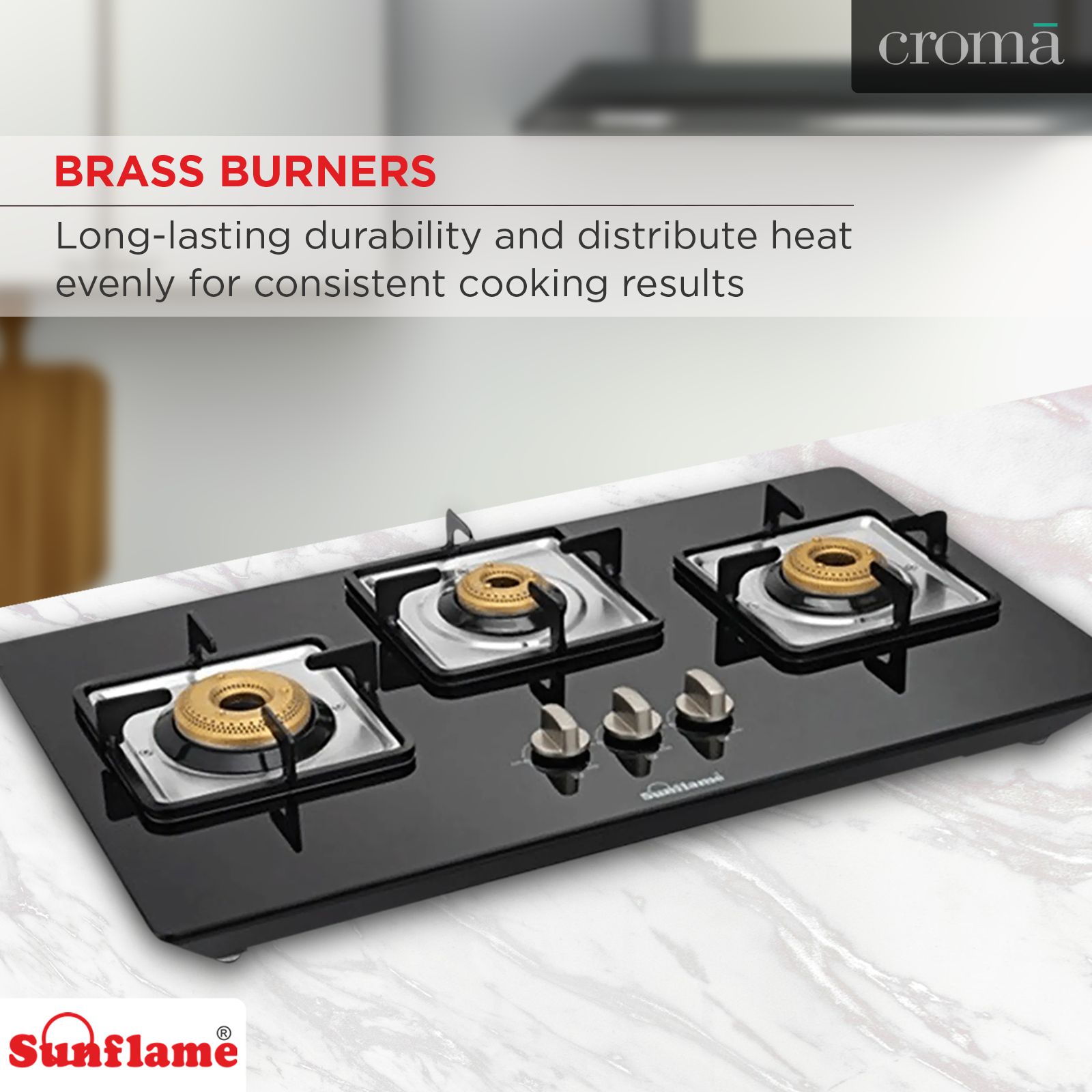 Sunflame CT-ELITE-3BR 3 Burner Manual Gas Stove (Euro Coated Pan Supports, Black) Sunflame CT-ELITE-3BR 3 Burner Manual Gas Stove (Euro Coated Pan Supports, Black)_5