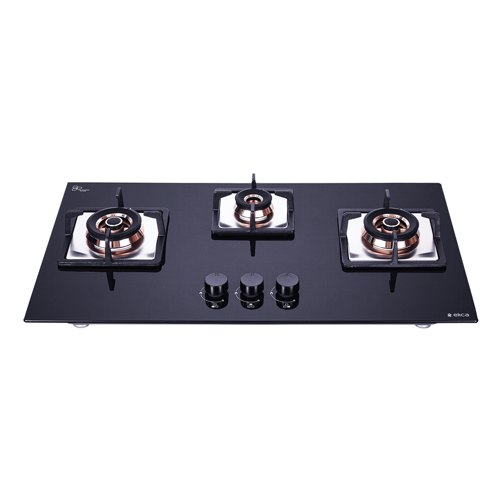 Elica FLEXI FB HCT 375 DX Toughened Glass Top 3 Burner Automatic Electric Hob (Cast Iron Grid, Black)_1